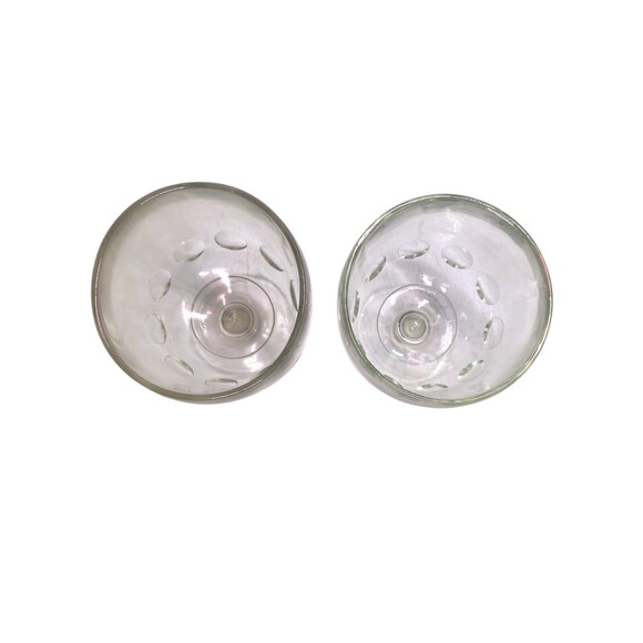 Vintage Clear Thumbprint Goblets Thick Drinking Glass Set Of 2 - Picture 4 of 7